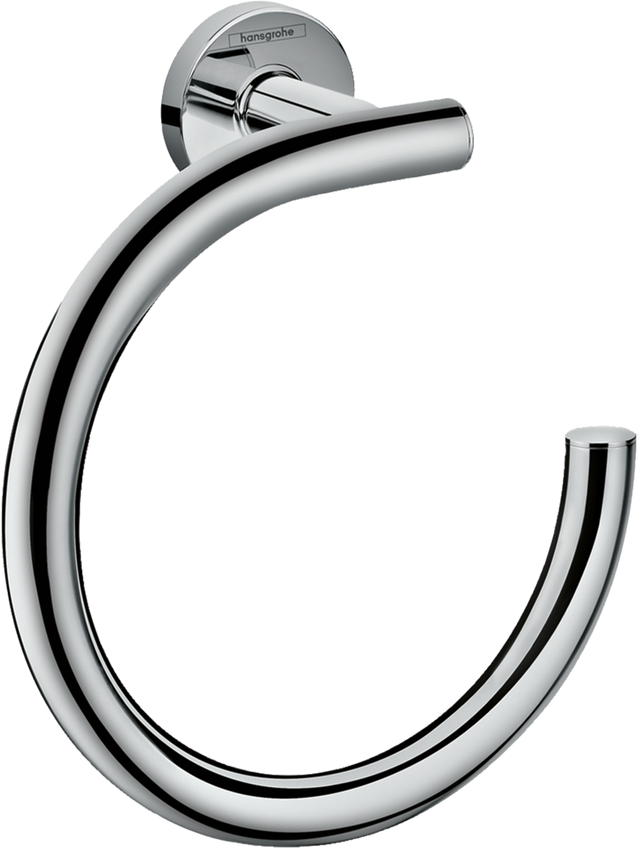 Hansgrohe Logis Universal Towel Ring in chrome finish with solid brass construction and sleek modern design