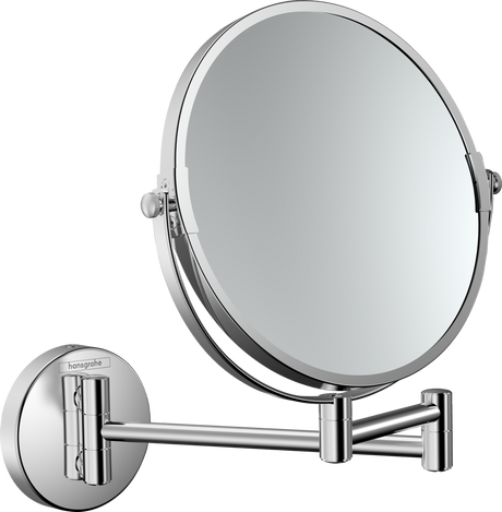 Hansgrohe Logis Universal chrome plated shaving mirror with 360-degree swivel and wall mount, modern bathroom accessory