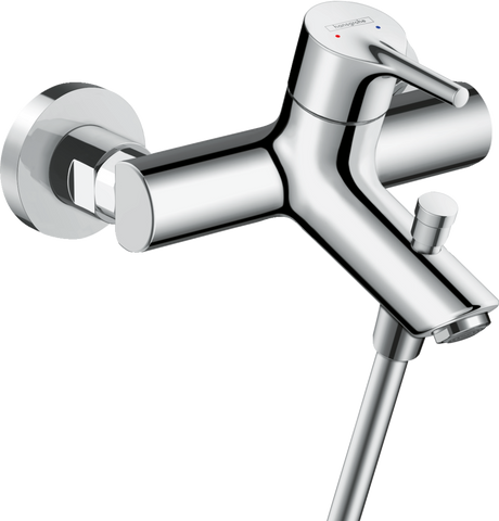 Hansgrohe Talis S single lever manual bath mixer in chrome for exposed installation with 15.3 cm center distance