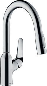 Hansgrohe Focus M42 Single Lever Kitchen Mixer 180 With Pull-out Spray 2 Spray Modes - Stainless Steel - 71801800