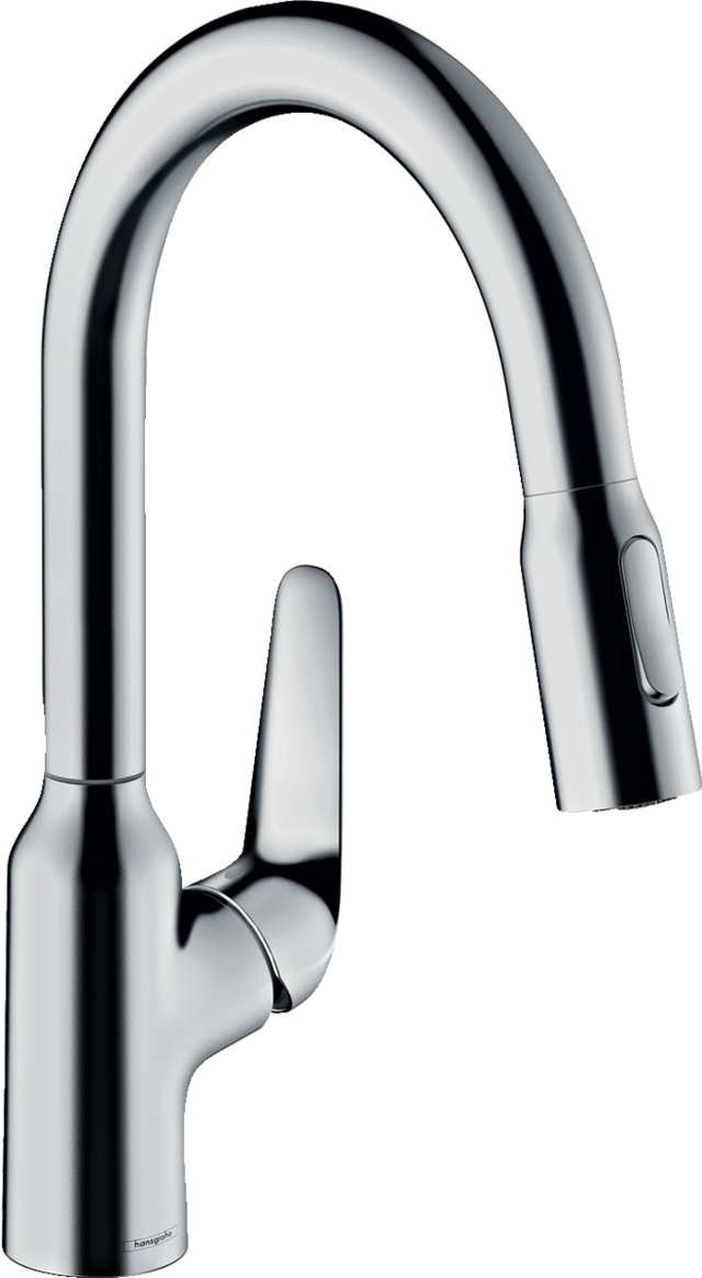 Hansgrohe Focus M42 Single Lever Kitchen Mixer 180 With Pull-out Spray 2 Spray Modes - Stainless Steel - 71801800