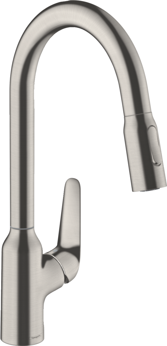 Hansgrohe Focus M42 Single Lever Kitchen Mixer 220 With Pull-out Spray 2 Spray Modes - Stainless Steel - 71800800
