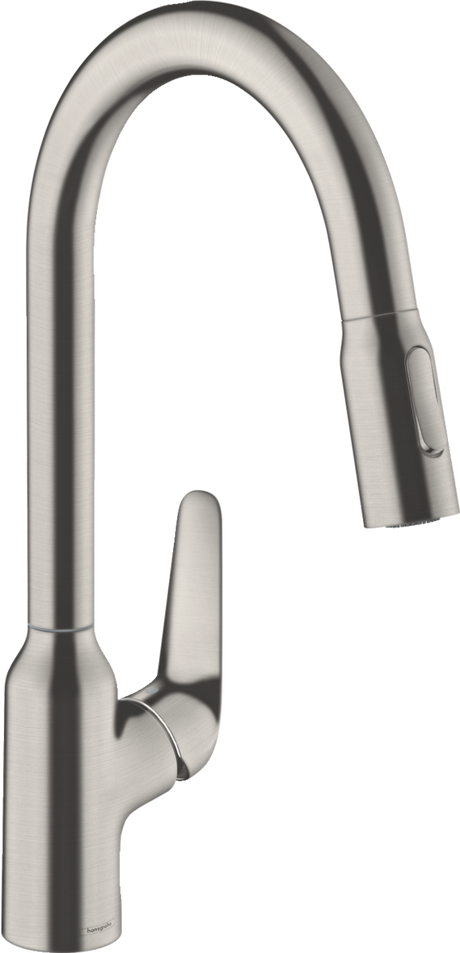 Hansgrohe Focus M42 Single Lever Kitchen Mixer 220 With Pull-out Spray 2 Spray Modes - Stainless Steel - 71800800