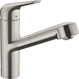 Hansgrohe Focus M42 Single Lever Kitchen Mixer 150 With Pull-out Spout Single Spray Mode - Stainless Steel - 71814800