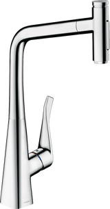 Hansgrohe Metris Select M71 Single Lever Kitchen Mixer 320 With Pull-out Spray And Sbox 2 Spray Modes - Chrome - 73816000