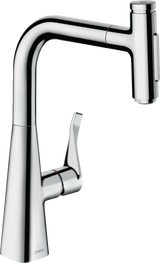 Hansgrohe Metris Select M71 Single Lever Kitchen Mixer With Pull-out Spray - Chrome - 73822000