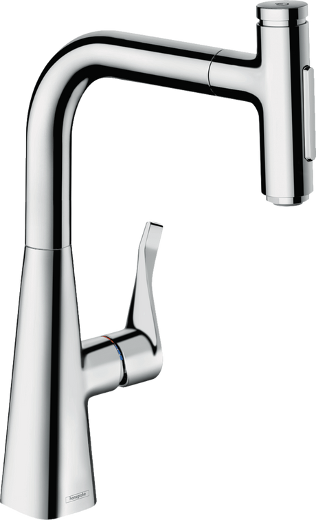 Hansgrohe Metris Select M71 Single Lever Kitchen Mixer 240 With Pull-out Spray And Sbox 2 Spray Modes - Chrome - 73817000