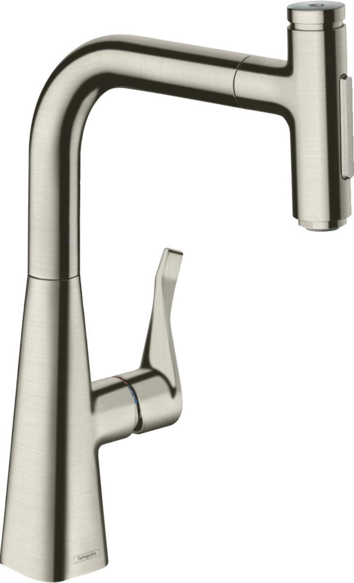Hansgrohe Metris Select M71 Single Lever Kitchen Mixer With Pull-out Spray - Stainless Steel - 73822800