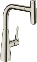 Hansgrohe Metris Select M71 Single Lever Kitchen Mixer 240 With Pull-out Spray And Sbox 2 Spray Modes - Stainless Steel - 73817800