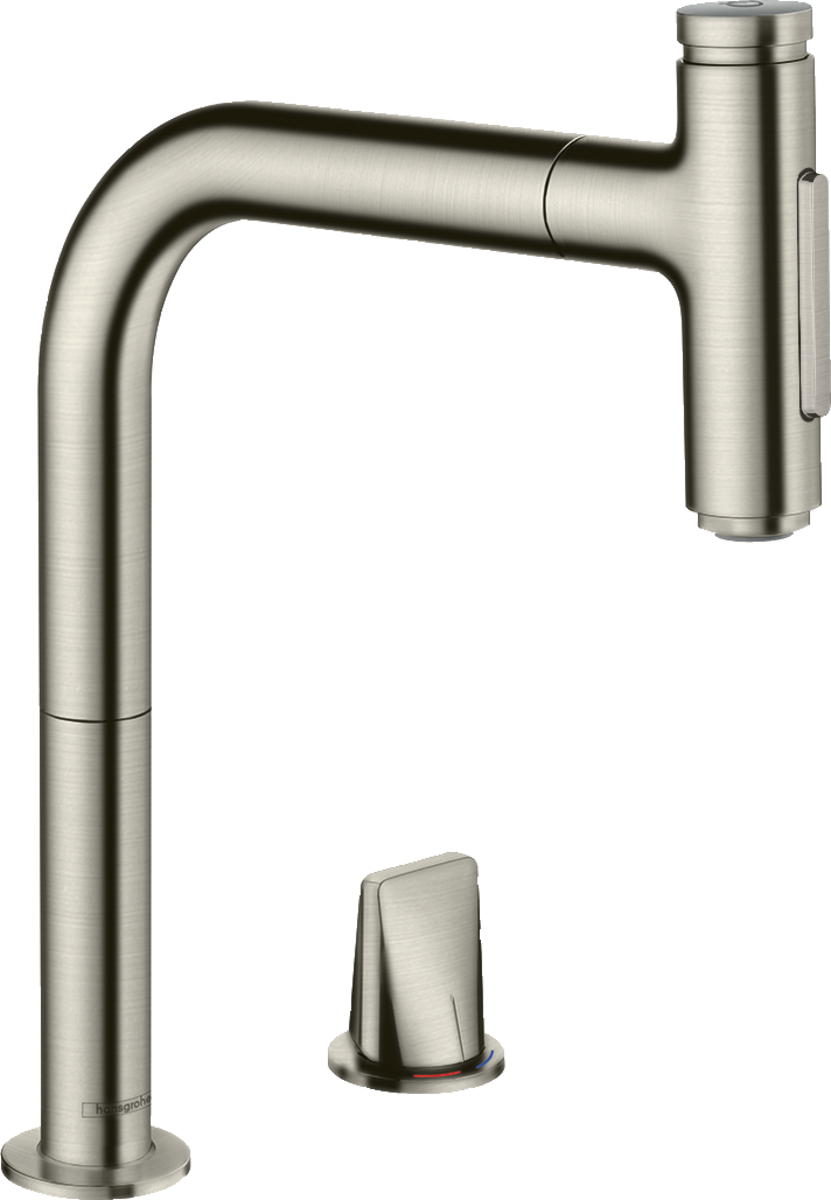 Hansgrohe Metris Select M71 2-hole Single Lever Kitchen Mixer 200 With Pull-out Spray And Sbox 2 Spray Modes - Stainless Steel - 73818800