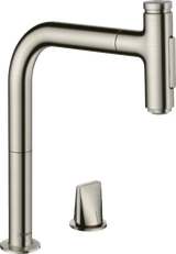 Hansgrohe Metris Select M71 2-hole Single Lever Kitchen Mixer 200 With Pull-out Spray And Sbox 2 Spray Modes - Stainless Steel - 73818800