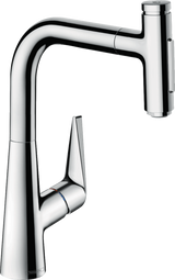 Hansgrohe Talis Select M51 Single Lever Kitchen Mixer 220 With Pull-out Spray And Sbox 2 Spray Modes - Chrome - 73868000