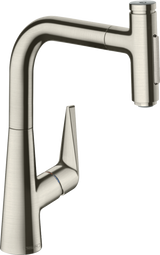 Hansgrohe Talis Select M51 Single Lever Kitchen Mixer 220 With Pull-out Spray And Sbox 2 Spray Modes - Stainless Steel - 73868800