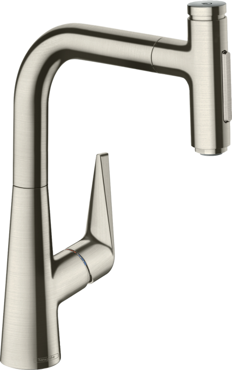 Hansgrohe Talis Select M51 Single Lever Kitchen Mixer 220 With Pull-out Spray And Sbox 2 Spray Modes - Stainless Steel - 73868800