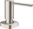 Hansgrohe A71 Soap Dispenser in stainless steel with sleek modern design and easy top refill pump