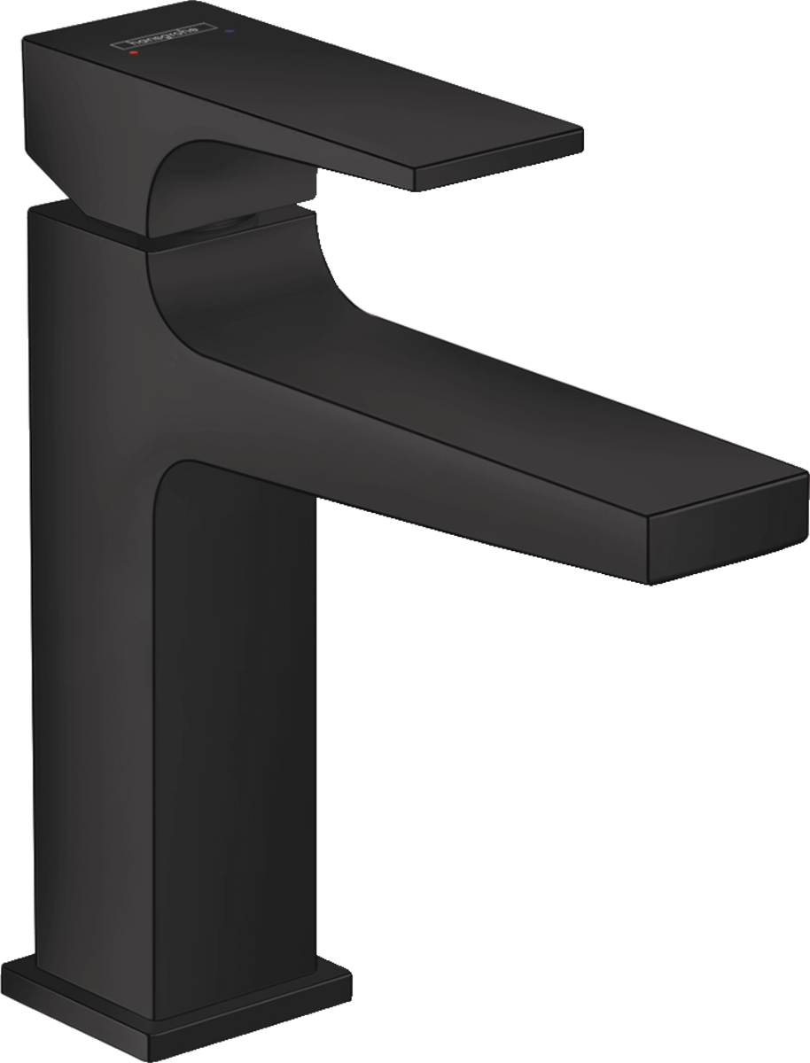 Hansgrohe Metropol Single Lever Basin Mixer 110 with Lever Handle and Push-open Waste - Matt Black - 32507670