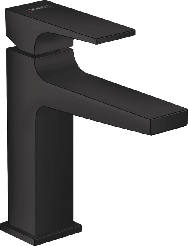 Hansgrohe Metropol Single Lever Basin Mixer 110 with Lever Handle and Push-open Waste - Matt Black - 32507670