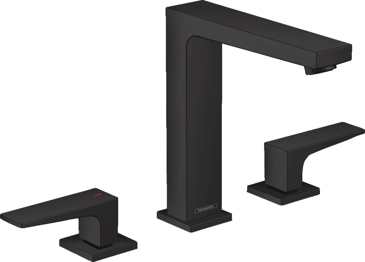 Hansgrohe Metropol 3-hole Basin Mixer 160 with Lever Handles and Push-open Waste - Matt Black - 32515670