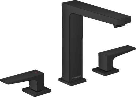 Hansgrohe Metropol 3-hole Basin Mixer 160 with Lever Handles and Push-open Waste - Matt Black - 32515670