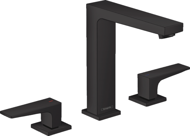 Hansgrohe Metropol 3-hole Basin Mixer 160 with Lever Handles and Push-open Waste - Matt Black - 32515670