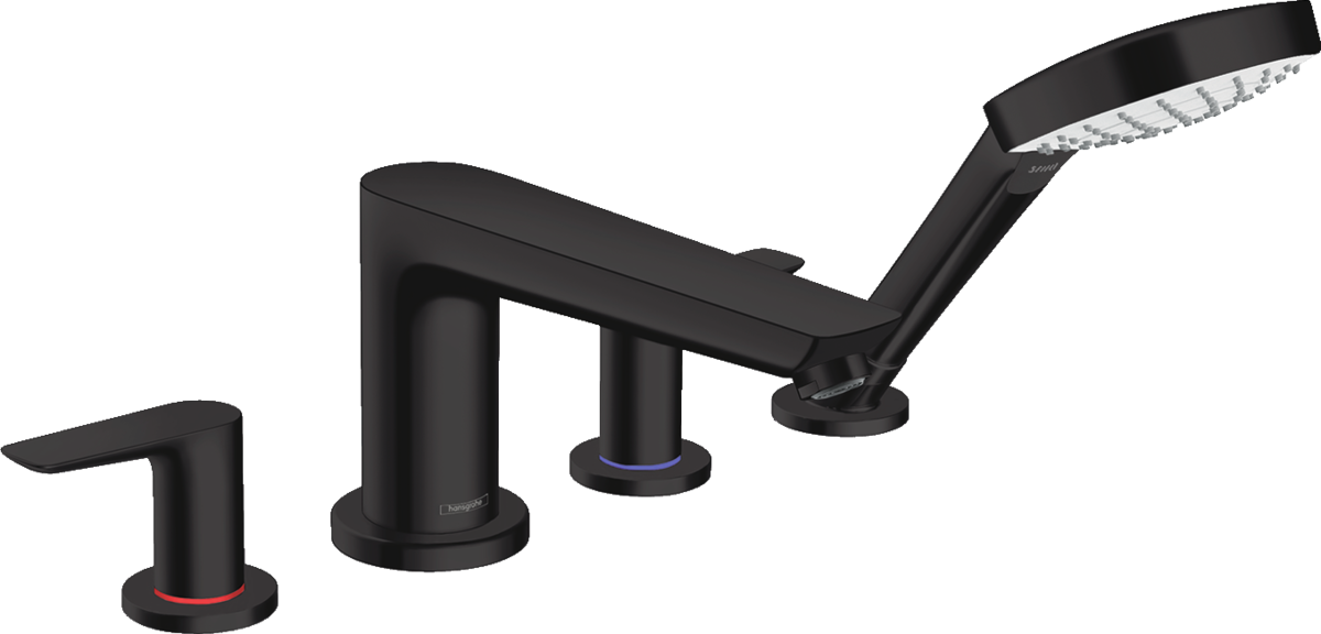 Hansgrohe Talis E 4-hole Rim-Mounted Bath Mixer - Matt Black - 71748670