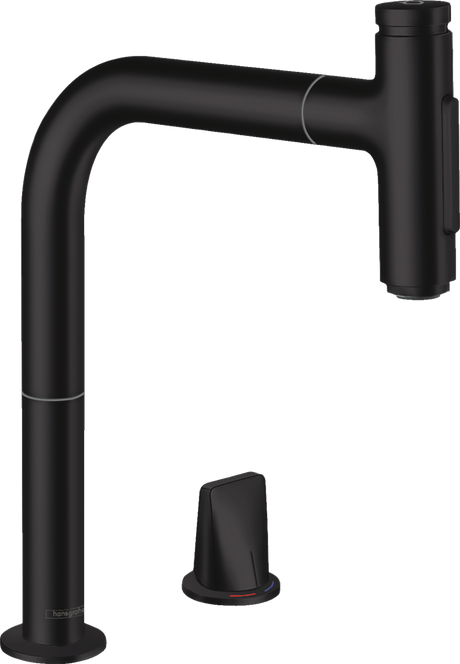 Hansgrohe Metris Select M71 2-hole Single Lever Kitchen Mixer 200 With Pull-out Spray And Sbox 2 Spray Modes - Matt Black - 73818670