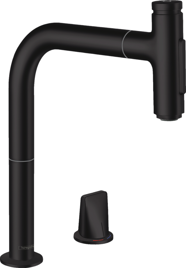 Hansgrohe Metris Select M71 2-hole Single Lever Kitchen Mixer 200 With Pull-out Spray And Sbox 2 Spray Modes - Matt Black - 73818670