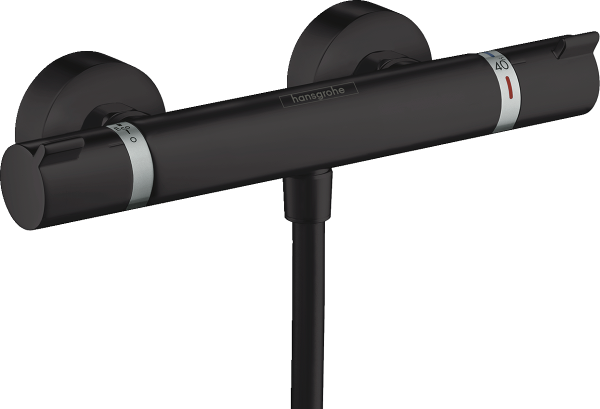 Hansgrohe Ecostat Thermostatic Shower Mixer Comfort For Exposed Installation - Matt Black - 13116670