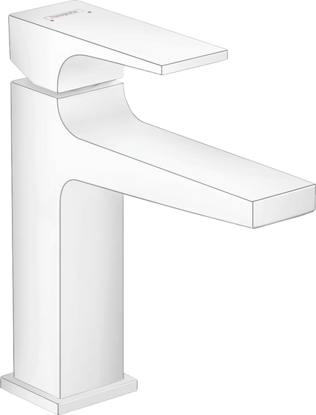 Hansgrohe Metropol Single Lever Basin Mixer 110 with Lever Handle and Push-open Waste - Matt White - 32507700