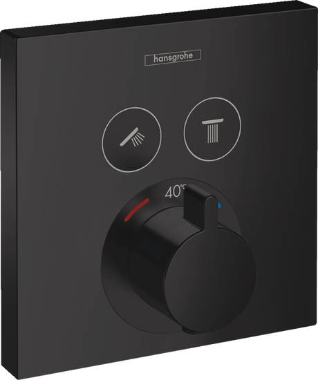 Hansgrohe ShowerSelect Thermostatic Mixer For Concealed Installation For 2 Outlets - Matt Black - 15763670 - TAP 'N' SHOWER