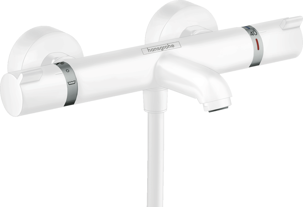 Hansgrohe Ecostat Thermostatic Bath Mixer Comfort For Exposed Installation - Matt White - 13114700