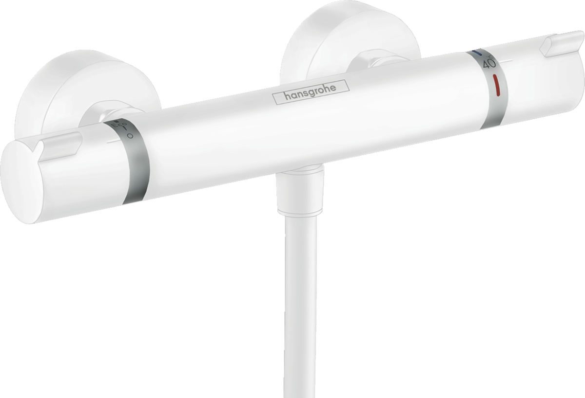Hansgrohe Ecostat Thermostatic Shower Mixer Comfort For Exposed Installation - Matt White - 13116700
