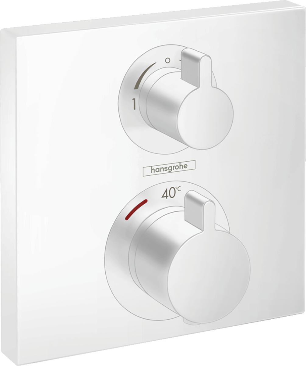 Hansgrohe Ecostat Square Thermostatic Mixer For Concealed Installation For 2 Outlets - Matt White - 15714700