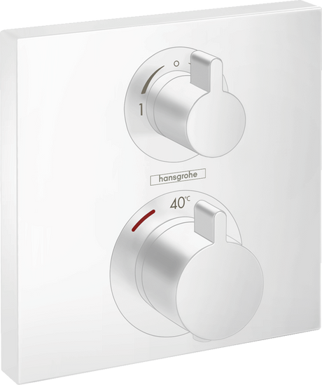 Hansgrohe Ecostat Square Thermostatic Mixer For Concealed Installation For 2 Outlets - Matt White - 15714700