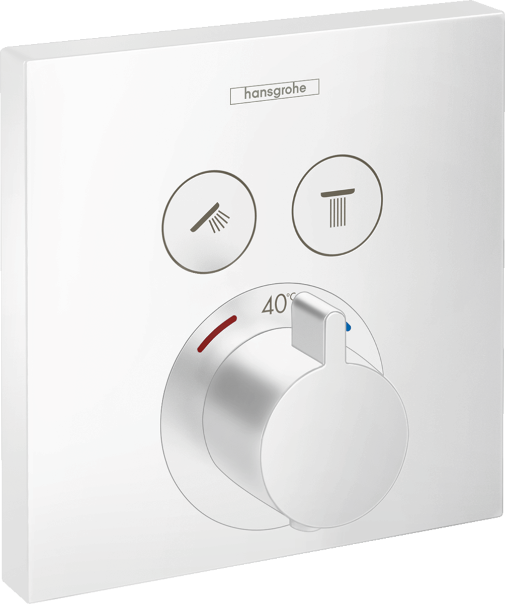 Hansgrohe ShowerSelect Thermostatic Mixer For Concealed Installation For 2 Outlets - Matt White - 15763700