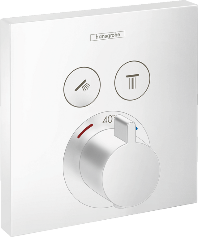 Hansgrohe ShowerSelect Thermostatic Mixer For Concealed Installation For 2 Outlets - Matt White - 15763700