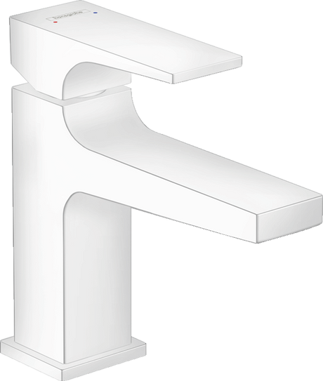 Hansgrohe Metropol Single Lever Basin Mixer 100 with Lever Handle For Cloakroom Basins with Push-open Waste - Matt White - 32500700
