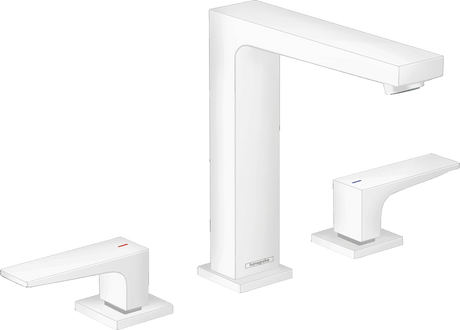 Hansgrohe Metropol 3-hole Basin Mixer 160 with Lever Handles and Push-open Waste - Matt White - 32515700