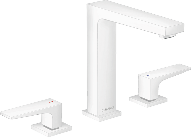 Hansgrohe Metropol 3-hole Basin Mixer 160 with Lever Handles and Push-open Waste - Matt White - 32515700