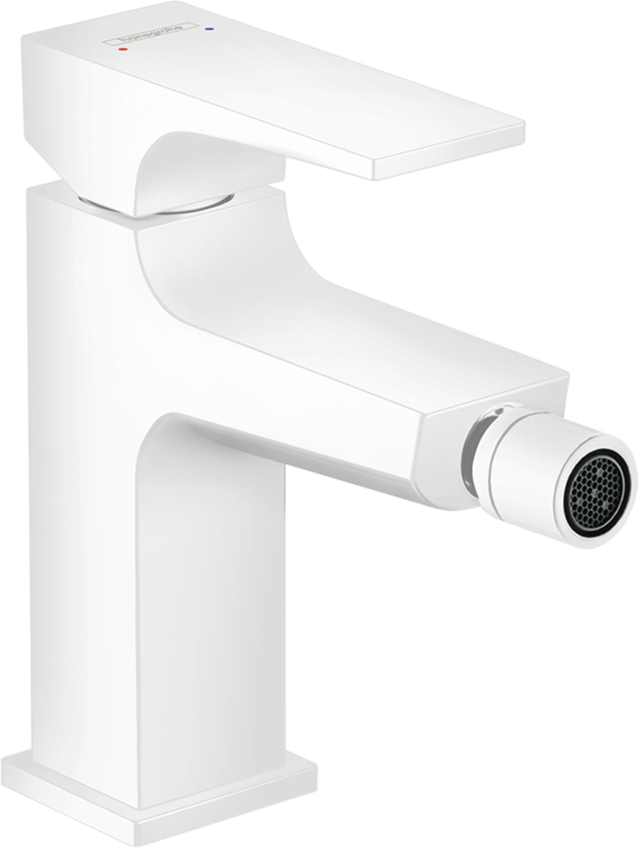 Hansgrohe Metropol Single Lever Bidet Mixer wWith Lever Handle and Push-open Waste - Matt White - 32520700
