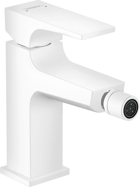 Hansgrohe Metropol Single Lever Bidet Mixer wWith Lever Handle and Push-open Waste - Matt White - 32520700