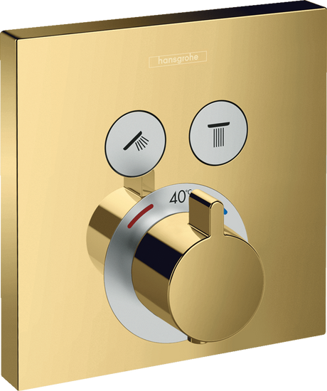 Hansgrohe ShowerSelect Thermostatic Mixer For Concealed Installation For 2 Outlets - Polished Gold Optic - 15763990