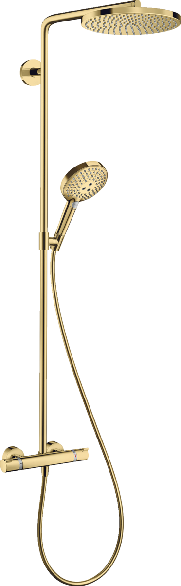 Hansgrohe Raindance Select S Showerpipe 240 1jet Powderrain With Thermostatic Shower Mixer - Polished Gold-opti  - 27633990