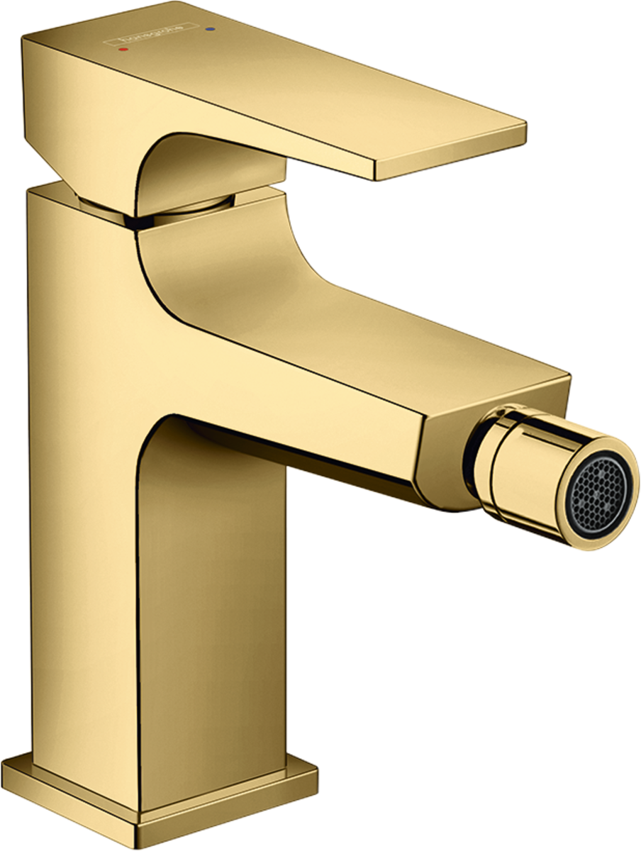 Hansgrohe Metropol Single Lever Bidet Mixer wWith Lever Handle and Push-open Waste - Polished Gold Optic - 32520990