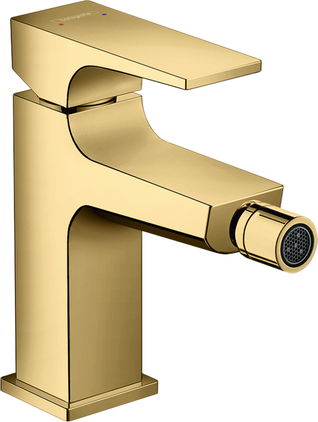 Hansgrohe Metropol Single Lever Bidet Mixer wWith Lever Handle and Push-open Waste - Polished Gold Optic - 32520990