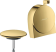 Hansgrohe Exafill S Finish Set polished gold-optic bath filler with waste and overflow system.