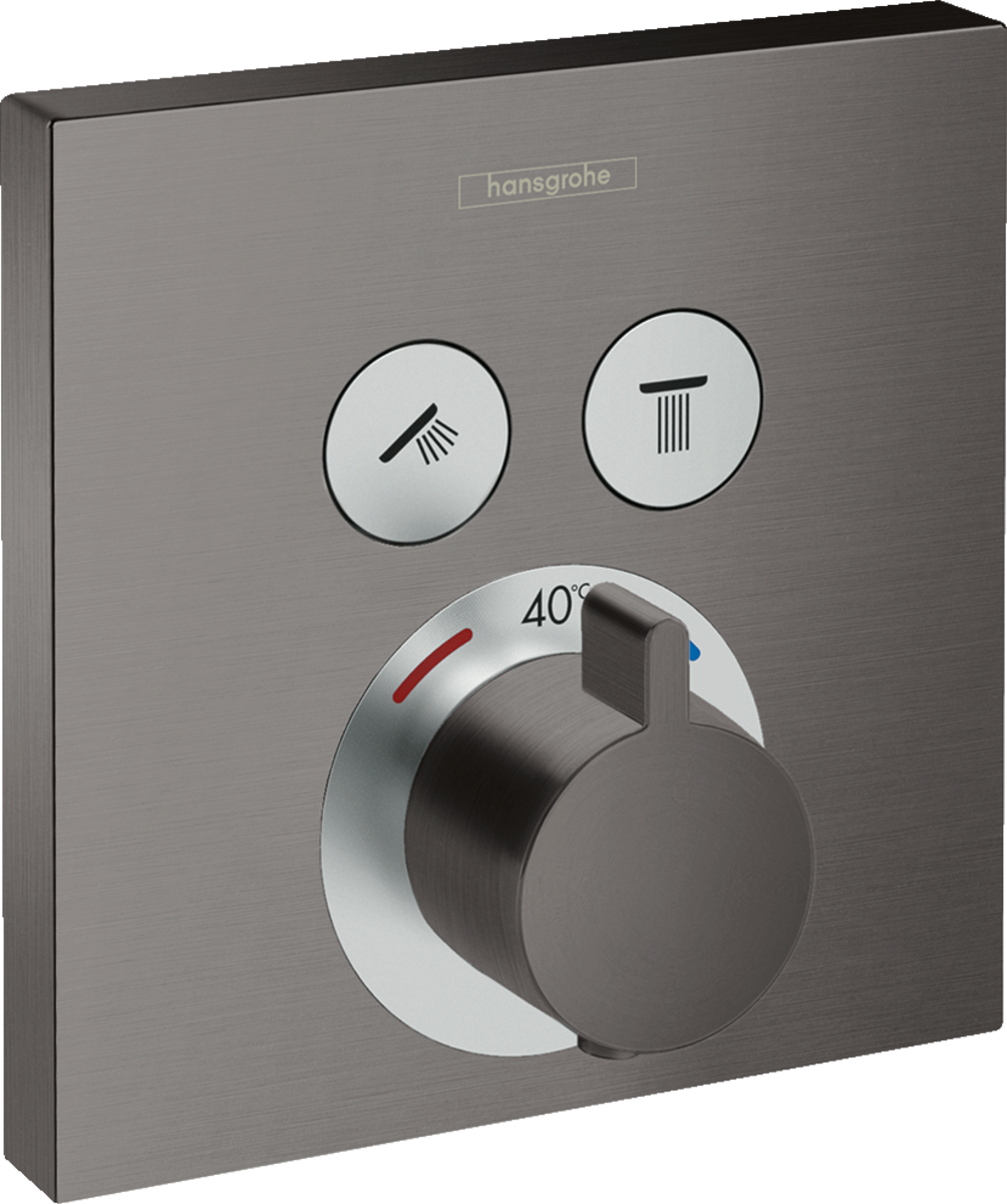 Hansgrohe ShowerSelect Thermostatic Mixer For Concealed Installation For 2 Outlets - Brushed Black Chrome - 15763340