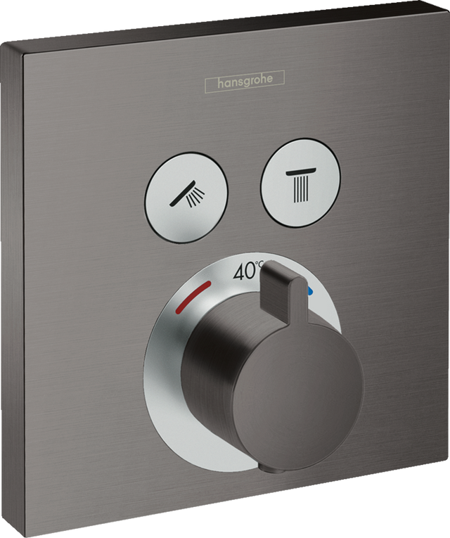 Hansgrohe ShowerSelect Thermostatic Mixer For Concealed Installation For 2 Outlets - Brushed Black Chrome - 15763340