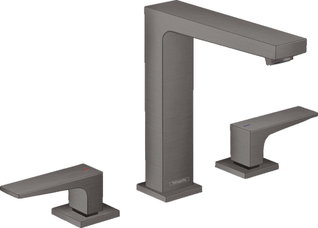 Hansgrohe Metropol 3-hole Basin Mixer 160 with Lever Handles and Push-open Waste - Brushed Black Chrome - 32515340
