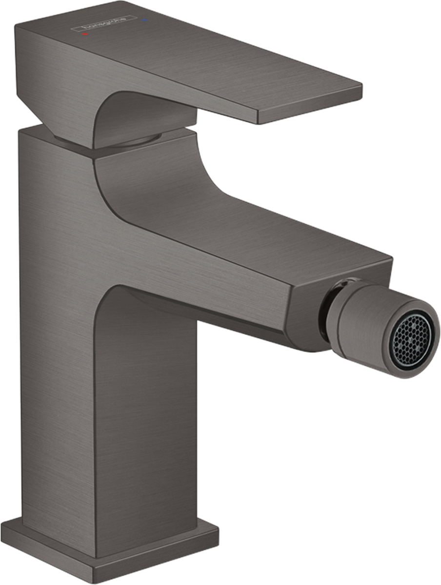 Hansgrohe Metropol Single Lever Bidet Mixer wWith Lever Handle and Push-open Waste - Brushed Black Chrome - 32520340